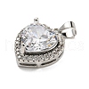 Rack Plating Brass Micro Pave Cubic Zirconia Pendants KK-H469-02P-09-2