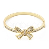 Brass Micro Pave Clear Cubic Zirconia Hinged Bangles for Women BJEW-K274-04G-4