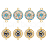 DICOSMETIC 8Pcs 2 Styles Brass Pave Clear & Deep Sky Blue Cubic Zirconia Connector Charms KK-DC0003-42-1