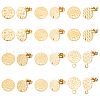 Unicraftale 24Pcs 6 Style Flat Round with Textured 304 Stainless Steel Stud Earring Findings STAS-UN0027-39-1