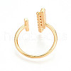Brass Micro Pave Clear Cubic Zirconia Cuff Rings for Women KK-T074-22G-3