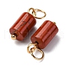 Natural Red Jasper Column Charms with 304 Stainless Steel Jump Rings G-Q032-01C-2