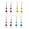 4 Pair 4 Style Natural & Synthetic Mixed Gemstone with Lampwork Mushroom Dangle Earrings EJEW-TA00176-1
