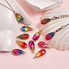 12Pcs 6 Colors K9 Glass Imitation Tourmaline Pendants GLAA-SZ0001-34-4