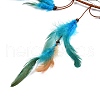 Evil Eye Woven Net/Web with Feather Pendant Decoration HJEW-I013-08-4