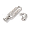 Paperclip Rack Plating Brass Micro Pave Clear Cubic Zirconia Fold Over Clasps KK-A225-08P-2