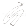 925 Sterling Silver Micro Pave Clear Cubic Zirconia Rectangle Pendant Necklaces for Women NJEW-D316-02P-4