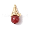 4Pcs 4 Styles Natural Carnelian & Rose Quartz & Green Aventurine & Amethyst Ice Cream Pendants PALLOY-TA00225-3