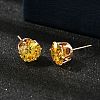 Flat Round Brass Micro Pave Cubic Zirconin Stud Earrings EJEW-D318-04G-1