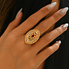 Geometric Hollow Brass Micro Pave Adjustable Finger Rings for Women XZ3446-1-2