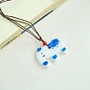 Porcelain Pendant Adjustable Imitation Leather Cord Necklaces for Women FS-WGE6687-12-1