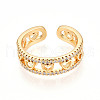 Brass Micro Pave Clear Cubic Zirconia Cuff Rings for Women KK-T074-03G-2
