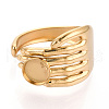 Hand 304 Stainless Steel Cuff Ring Components STAS-T066-12G-2