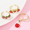 Brass Enamel Open Cuff Rings for Women RJEW-U057-08G-2