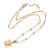 304 Stainless Steel Sea Animal Pendant Plastic Imitation Pearl Beaded Necklaces for Women NJEW-U048-02A-G-4