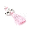 Glass Pearl Round Beaded with Polycotton Tassel Big Pendants PALLOY-MZ00612-03-2
