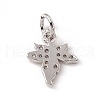 Brass Micro Pave Clear Cubic Zirconia Maple Leaf Charms ZIRC-F132-44P-2