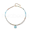 Alloy Enamel Sakura Pendant Necklace NJEW-JN04052-4