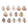 14Pcs 14 Styles Natural Scallop Shell Beads with Glass Jar Glass Bottles Stone Pendants PALLOY-JF03564-1