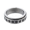 201 Stainless Steel Flower Rotating Ring RJEW-N043-26-2