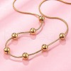 304 Stainless Steel Round Beads Snake Chain Necklaces NJEW-D319-02C-G-2