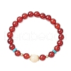 Natural Carnelian and Natural Green Aventurine Stretch Bracelets BJEW-JB11968-3