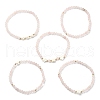 5Pcs 5 Style Natural Rose Quartz & Pearl & Shell Star Beaded Stretch Bracelets Set BJEW-JB09495-01-1