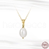 Natural Pearl Pendant Necklace with 925 Sterling Silver Paperclip Chains NJEW-I124-148-4