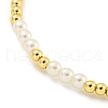 Brass & ABS Plastic Imitation Pearl Round Beaded Stretch Bracelets for Women BJEW-G704-02G-3