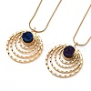 Natural Quartz Flat Round Pendant Necklace with 304 Stainless Steel Snake Chain NJEW-K244-06G-1
