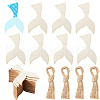 Ocean Styles Wood Fishtail Pendant Decorations HJEW-WH20016-04-1