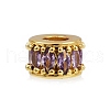 Column Rack Plating Brass Cubic Zirconia European Beads KK-L236-09G-1