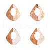 Transparent Resin & Walnut Wood Pendants RESI-CJ0001-47-3