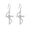 Cross Alloy & Crystal Rhinestone Dangle Earrings WG08149-01-2