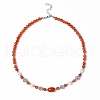 Gemstone & Natural Pearl Beaded Necklace with 304 Stainless Steel Clasp for Women NJEW-F302-04-2
