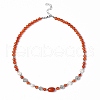 Gemstone & Natural Pearl Beaded Necklace with 304 Stainless Steel Clasp for Women NJEW-F302-04-2