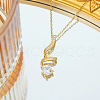 Spiral Shaped 304 Stainless Steel Micro Pave Clear Cubic Zirconia Pendant Necklaces FS-WG74725-01-4