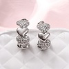 Brass Micro Pave Clear Cubic Zirconia Stud Earrings EJEW-D322-07P-01-1