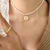 Mother's Day Jewellery 304 Stainless Steel Pave Natural White Shell Constellation Pendant Natural Freshwater Pearl Rice Beaded Necklaces for Women FS-WG631DE-09-1