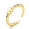 Clear Cubic Zirconia Initial Letter Open Cuff Ring RJEW-H120-09G-W-1