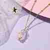 Natural Rose Quartz with Brass Pendants Necklaces NJEW-JN04679-01-2