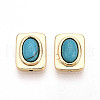 Brass Pave Synthetic Turquoise Beads KK-N258-14G-1