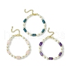 3Pcs 3 Style Natural Mxied Stone & Shell Pearl Beaded Bracelets Set for Women BJEW-TA00357-1