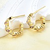 Brass Micro Pave Cubic Zirconia C-Shape Stud Earrings for Women EJEW-F363-01G-4