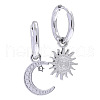 Moon & Sun 304 Stainless Steel Crystal Rhinestone Hoop Earrings FS-WG14E18-02-1