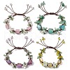 4Pcs Electroplated Natural Natural Rose Quartz & Amethyst & Green Aventurine Olive Jade Chip Bead Braided Bead Bracelets for Women BJEW-TA00610-2