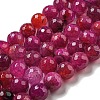 Faceted Natural Dragon Veins Agate Beads Strands G-F447-12mm-P01-2