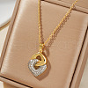 Geometric Inlaid Brass Cubic Zirconia Hollow Necklace KQ8718-3-1