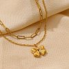 304 Stainless Steel Bowknot Pendant Necklaces NJEW-L182-001G-07-3
