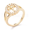 Brass Micro Pave Clear Cubic Zirconia Adjustable Rings RJEW-A002-01G-3